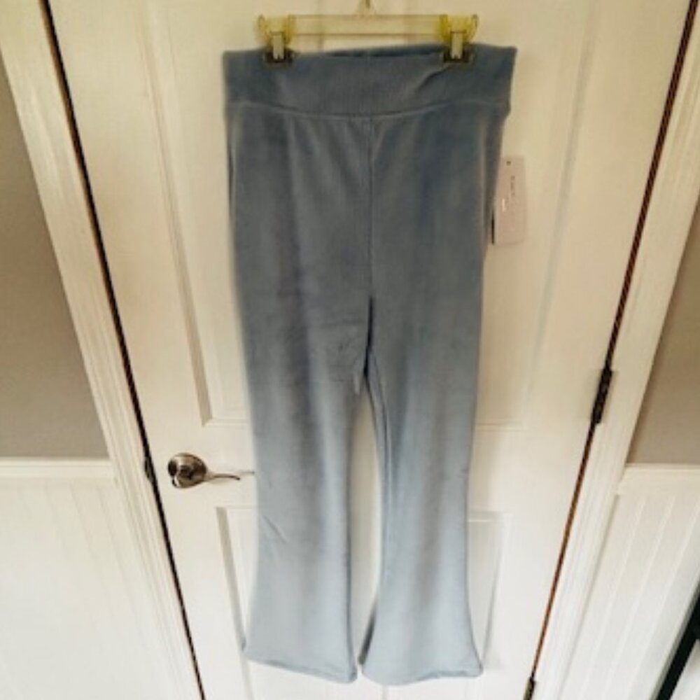New with tags,  Yogalicious Lux Yoga Pants in ribbed velour-Large- light blue